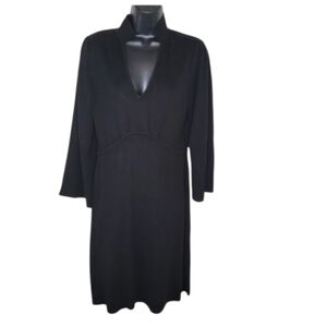 Eliza J black Ribbed Knit Sweater Dress With Flare Sleeve Size Medium